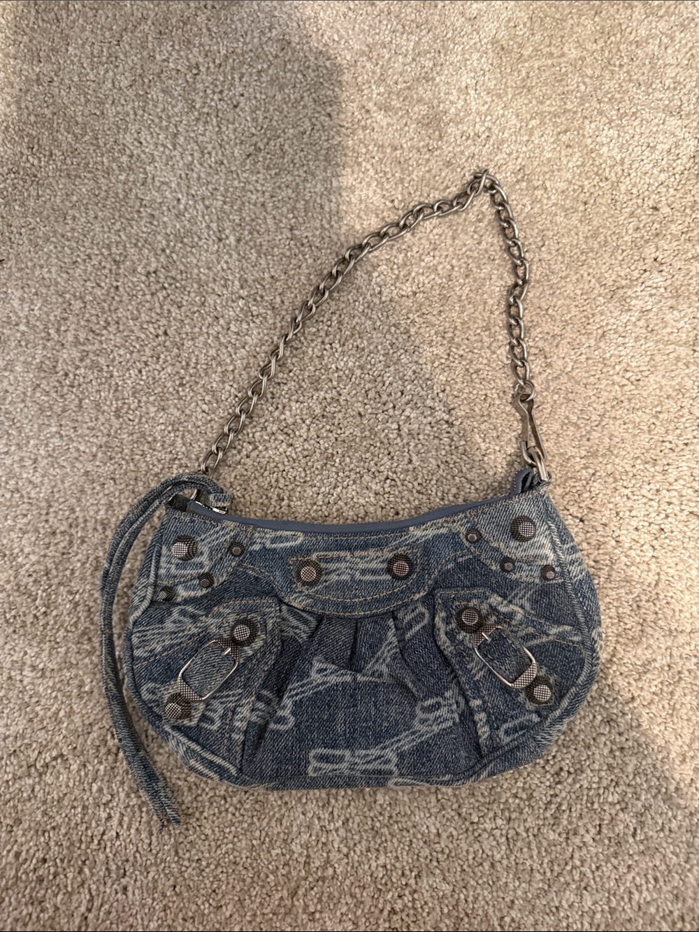 Balenciaga blue denim bag